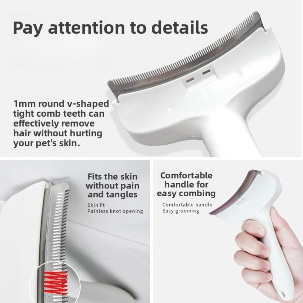 Stainless Steel Tooth Cat Detangling Brush Arched Head Ergonomic Handle Dog Brushing Comb Anti Tangle Pet Care Supplies