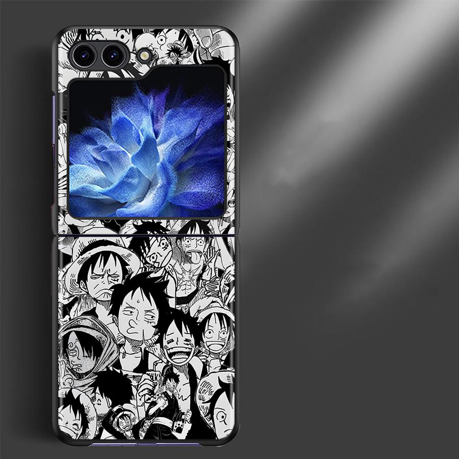 Harde Telefoonhoesje voor Samsung Galaxy ZFlip5 ZFlip6 ZFlip4 Z Flip 7 6 5 4 3 ZFlip7 FE ZFlip3 One Piece Anime Monkey D Luffy