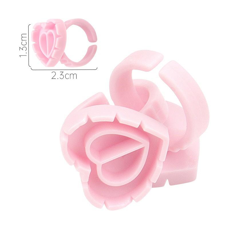 Heart-Shaped Eyelash Glue Ring Cups, 100-Pack - Eyelash Grafting & Embroidery Tools