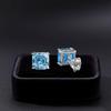2025 Sea Blue Pagoda Simulated Diamond Stud Earrings in 925 Silver