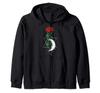 Magic, Occult, Moon Rose, Red Flower, Vintage, Dark Magic, Zip Hoodie