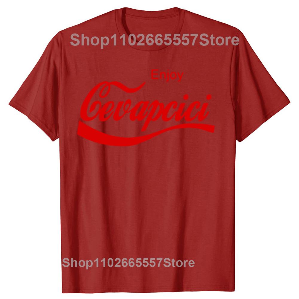 

Funny Enjoy Cevapcici Red Letter Graphic Tshirts Men Womens Fashion Casual Tshirt 100 Cotton Loose Oversized T Shirt S