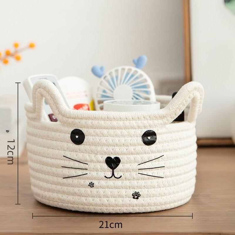 Cotton Rope Woven Creativity Storage Basket Home Living Room Coffee Table Snack Storage Box Desktop Storage Basket for Cosmetics and Skincare Products