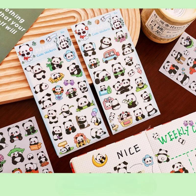 Kawaii Panda Creative Cartoon Stickers Cute Guka Hand-Painted Stickers High-Value Stationery Diy Hand-Painted Handbook Stickers