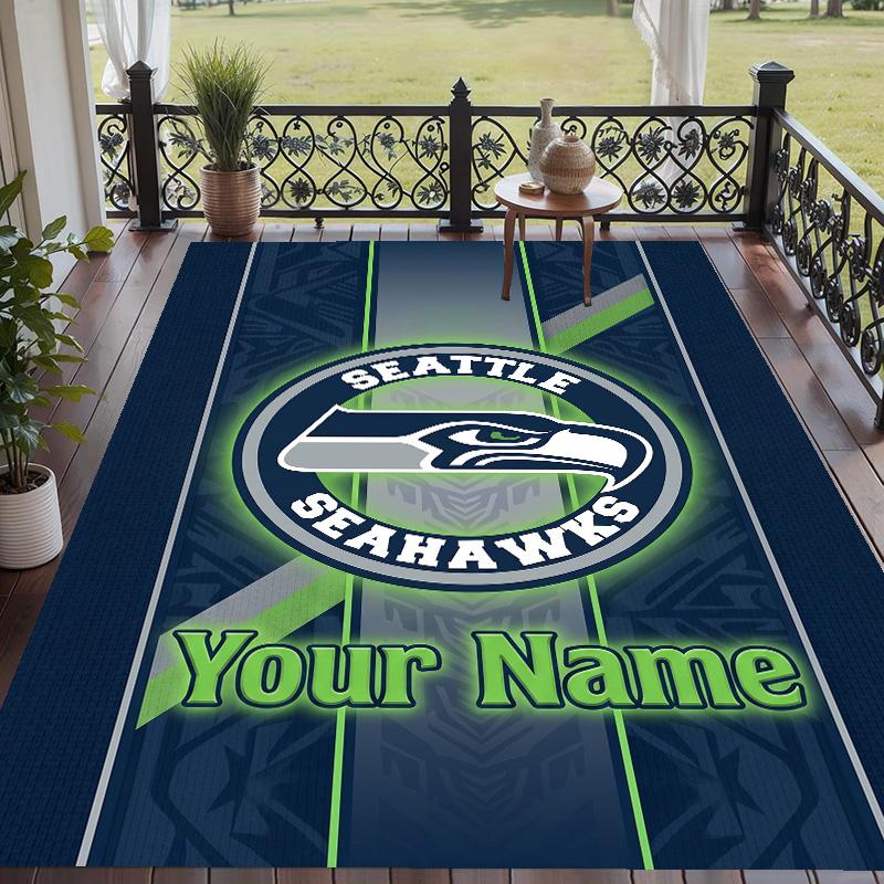 Custom Text Printed Rug Seattle Seahawks Non Slip Floor Carpet For Home Room Decor