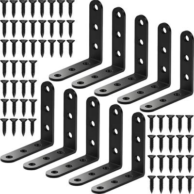 10Pcs Black Heavy Duty L Bracket 3.15 Inch, Stainless Steel 90° Right Angle Shelf Support with Screws for Floating Shelf Cabinet