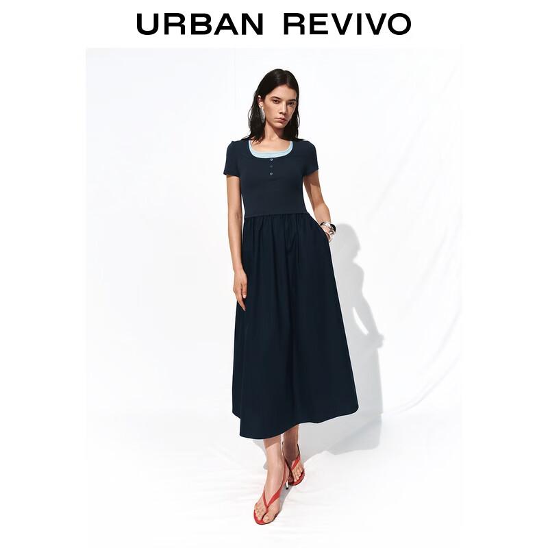 

UR Women s Color-Block Patchwork Short-Sleeve Dress S