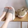 Slope Heel Slippers Super High Heels Slippers Waterproof Platform Sandals Thick Sole Sequins Rhinestone Slippers Women's Outside