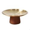 Serving Tray with Pedestal Stainless Steel Platter Acacia Wood Dessert Stand for