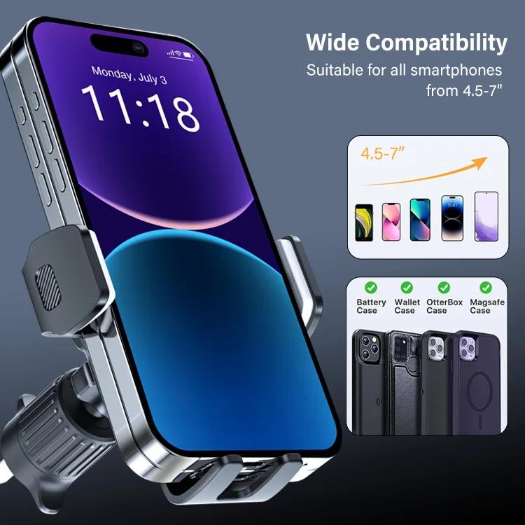 Car Phone Holder Mount, 2025 Upgrade Auto Locking Universal Phone Holder with Hook Clip for Car Air Vent for 4.5-7 inch Devices