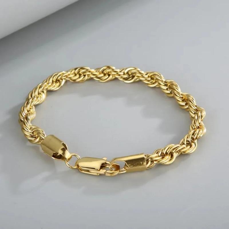 18k Gold Plated 925 Sterling Silver 4MM Chain Bracelets for Men Women Unisex Simple Charm Bracelet Wedding Party Gift 20cm 8in