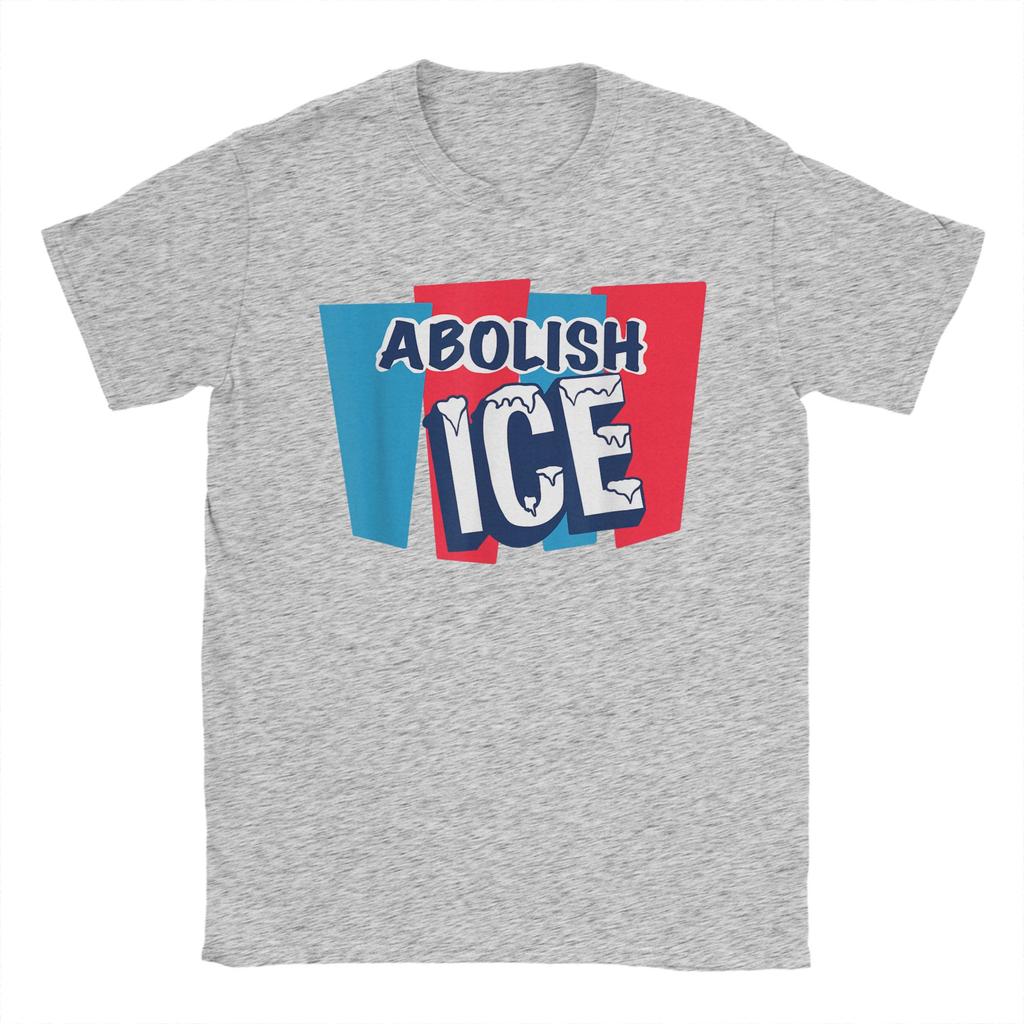Retro Abolish Ice Pro Immigration Rights Tshirts Unisex Leisure Cotton Tee Shirt Crew Neck Short Sleeve T Shirt Plus Size Clothing