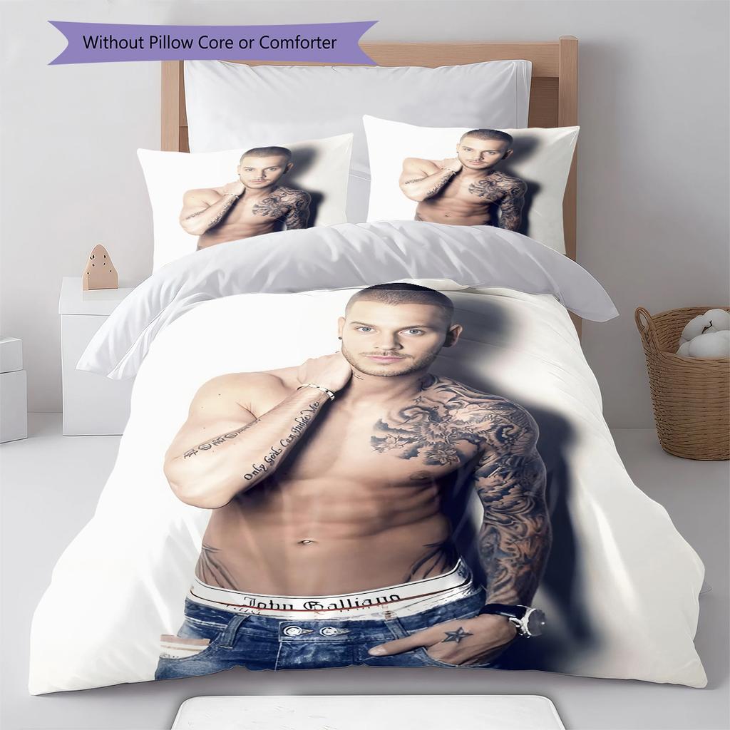 M Pokora Pattern Bedding,Quilt Set Quilt Cover Pillowcase Home Birthday Gift (1 * duvet cover + 2 * pillowcase, without core)