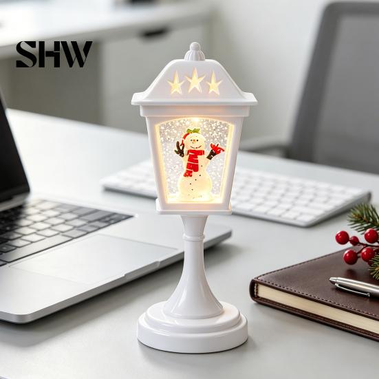 Holiday Gift for Kids Christmas Snow Sphere Lamp, Retro Street Lamp Design, Santa Party Ambient Lighting Snowman Tree Night Light Bedroom, Tabletop