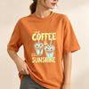 Coffee Lover Unisex 100 Cotton Tshirt Vintage Print Two Iced Coffee Cups Sunshine Quote Retro Letter Casual Tees