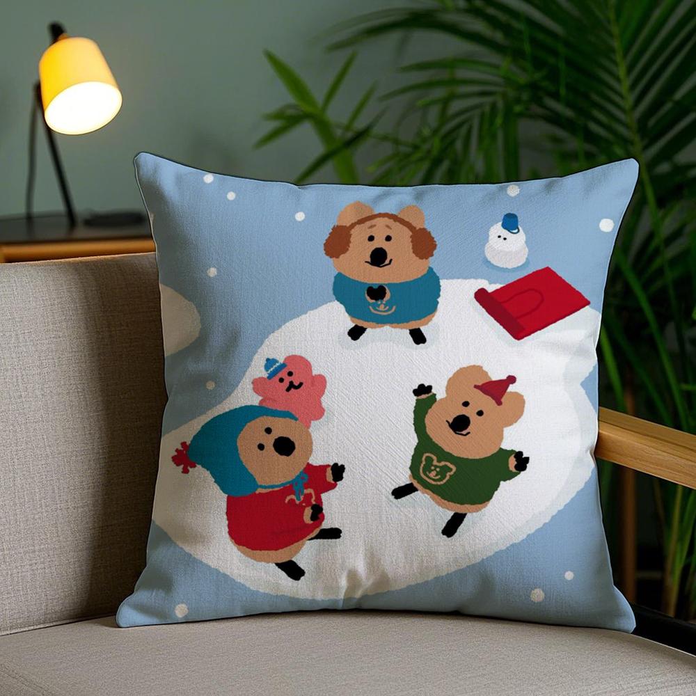 Cartoon D-Dinotaengs Cute Cushion Cover Soft Short Plush Double-Sided Printing Home Decor Machine Washable Pillow Case Gift