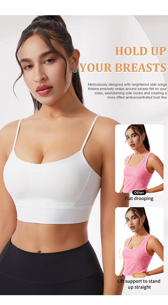 Women's Wireless Strappy Sports Bra - Seamless Shockproof Design for Running & Fitness