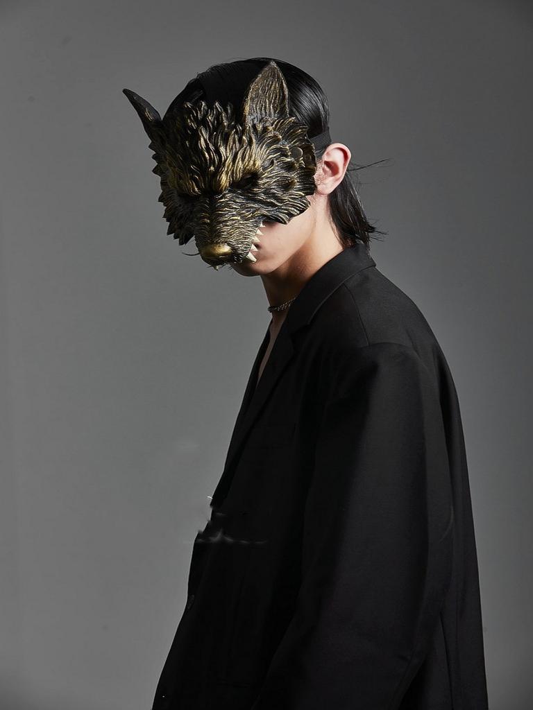 Cosplay Kurt Maskesi 3D Yarım Yüz Korku Kurt Kafası Maskesi Kurtadam Kostüm Korkunç Çocuklar Yetişkin Cadılar Bayramı Partisi Dekorasyon Aksesuarları