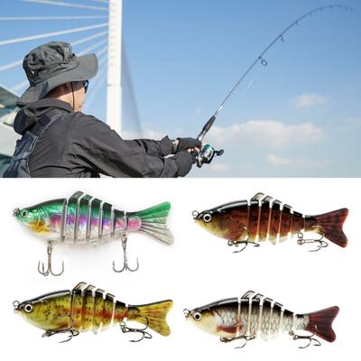 Isca de Pesca Multijuntada 10CM/15.5G com Anzóis Swimbait Realístico de 7 Seções Isca Artificial Dura Biônica Acessórios de Pesca para Água Doce e Salgada