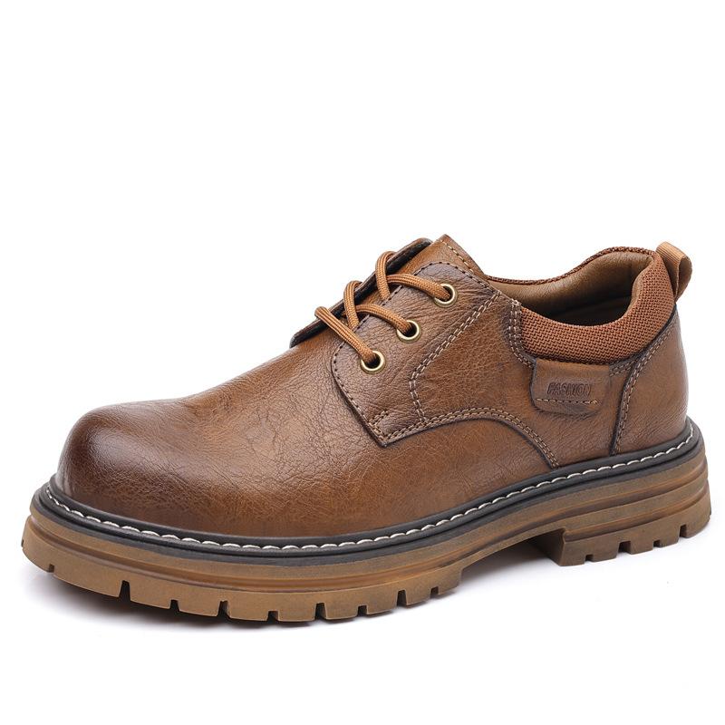 

Men s shoes spring 2025 new casual leather shoes trend versatile big head trendy shoes men s British style low-top tooling shoes 44