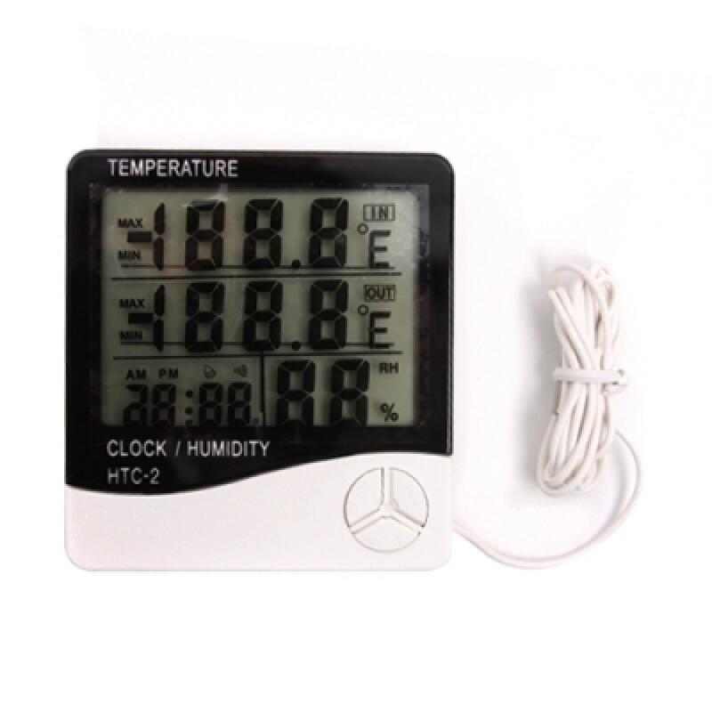 

Simple White External Sensor Digital Thermo-Hygrometer and Alarm Clock HTC-2