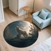 Two White Wolves,Round Area Rug,Carpet Rug for Living Room Bedroom Sofa Playroom Decor,Non-slip Floor Mat