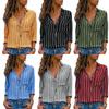 Womens Long Sleeve Loose Blouse Casual Tops Featuring Elegant V-neck Button-up Design
