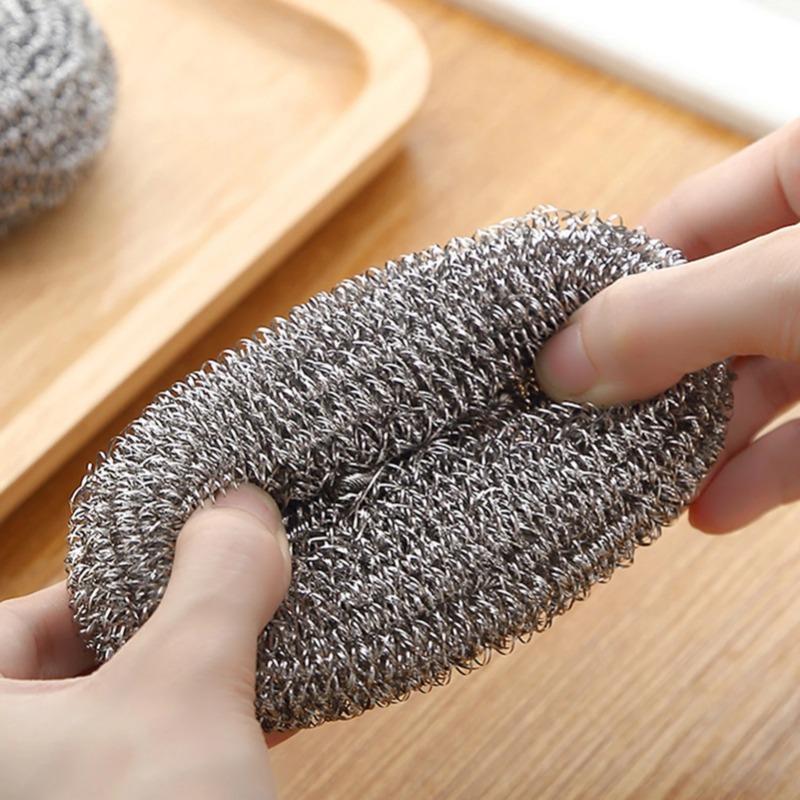 6/18pcs Stainless Steel Scrubber Scouring Pads Cleaning Ball Steel Wool Scrubber for Kitchen Pot Pan Dish Bathroom Cleaning
