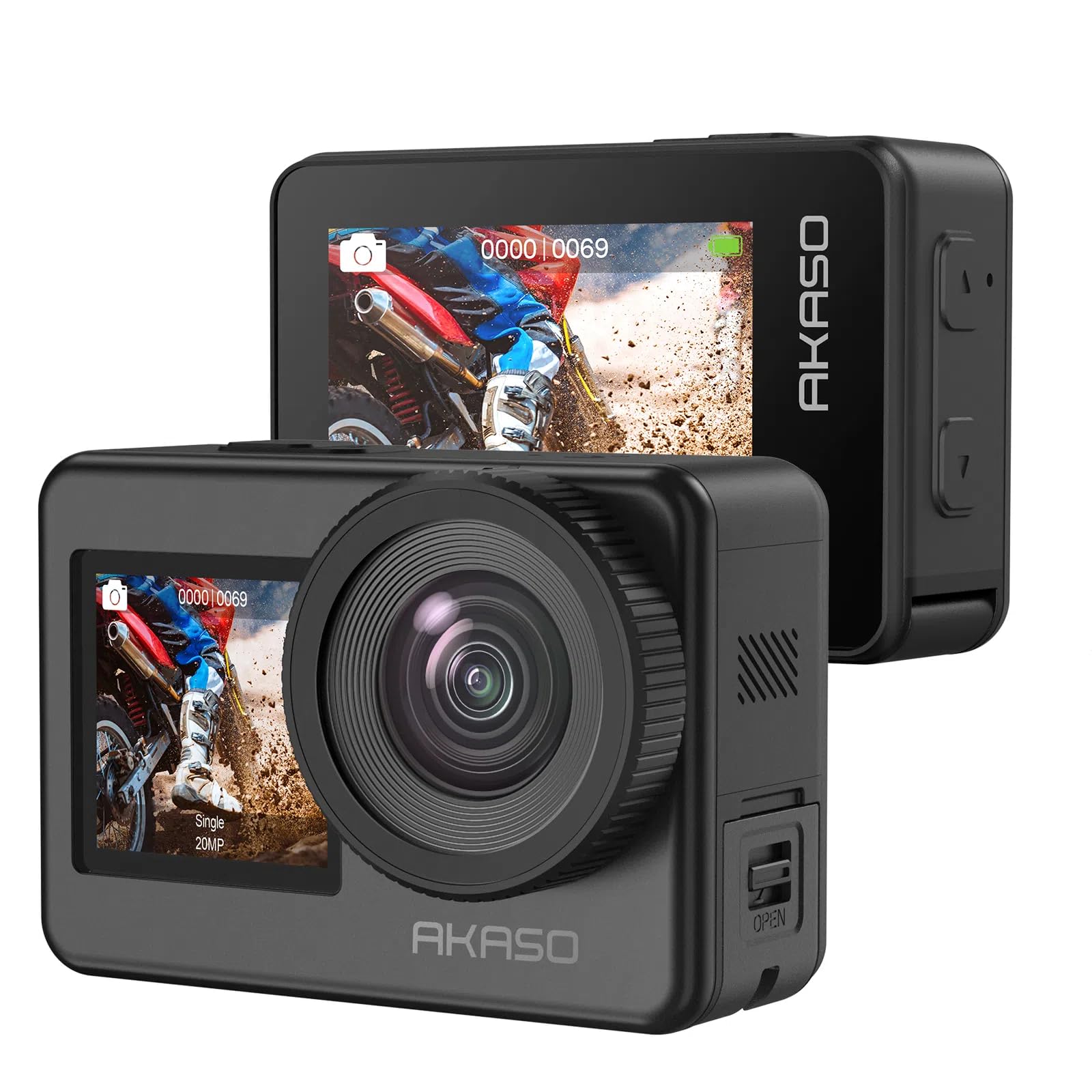 

AKASO 60fps Wearable Action IPX8 10M Underwater Image Sports Quick Voice External Microphone 2 1350mAh Batteries Brave7-4K Camera, Waterproof, Camera, сірий колір