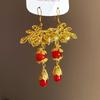 Aesthetic Bride Cherry Stud Earrings Jewelry New Year Earrings Chinese Wedding Earrings  Woman
