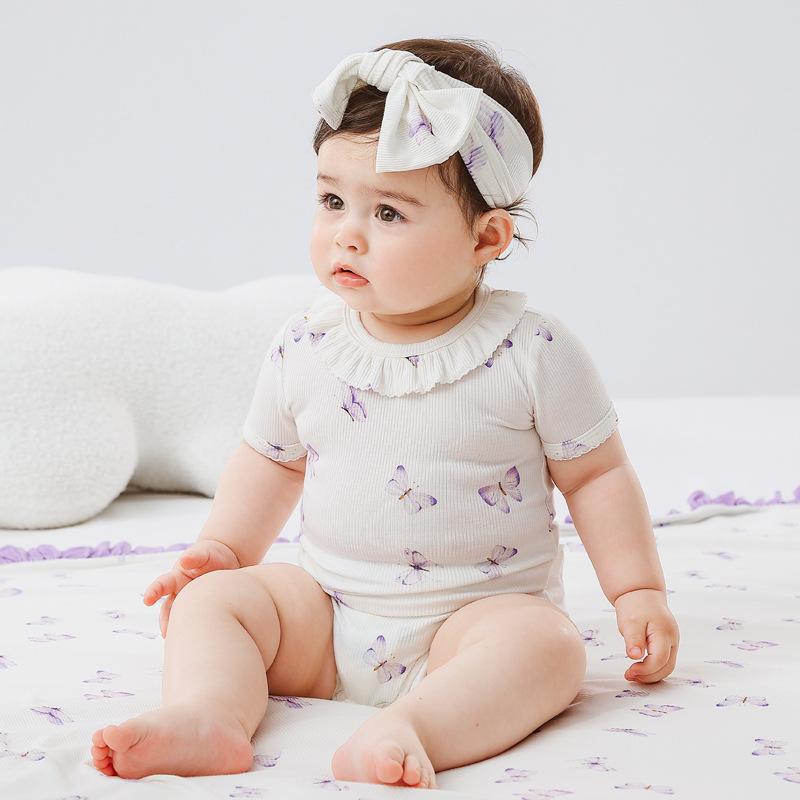 

Детское пукающее пальто из бамбукового волокна для новорожденных, летний тонкий комбинезон с короткими рукавами и треугольными вставками, комбинезон для скалолазания 0-3M