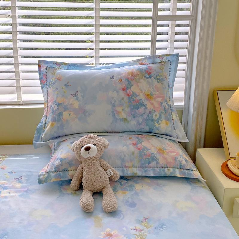 2pcs New Style Small Floral Small Fresh Ins Style Floral Washed Pillowcases One Pair Household Pillowcases