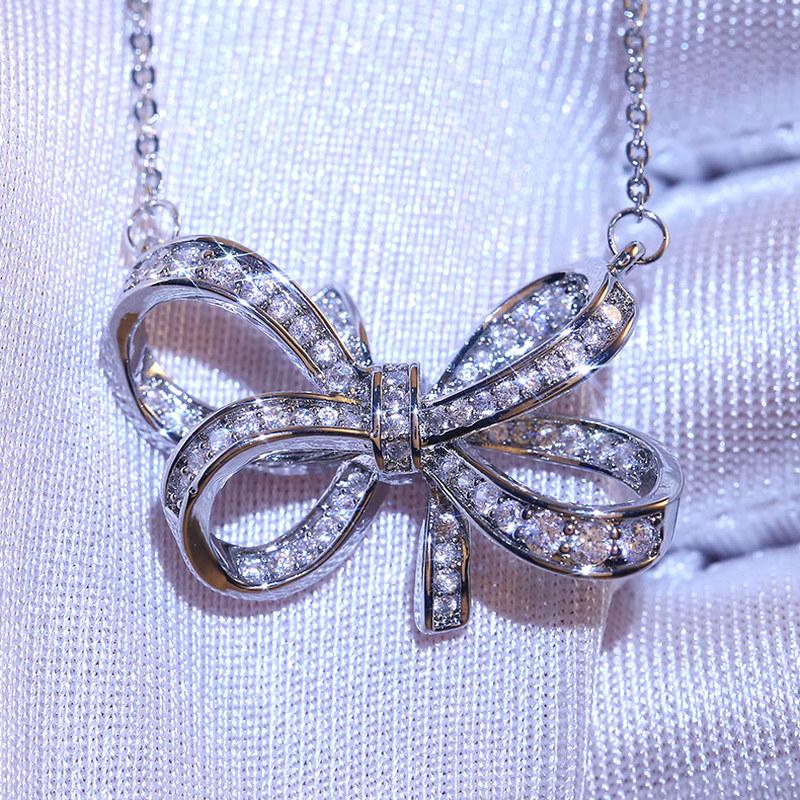 CAOSHI Exquisite Bowknot Shape Pendant Women's Party Necklace Elegant Valentines Gift for Girlfriend Daily Accessories Wholesale