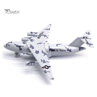 Puntos Education Toy Diecast C17 Transport Plane Pull Back Light Sound Aircraft Model