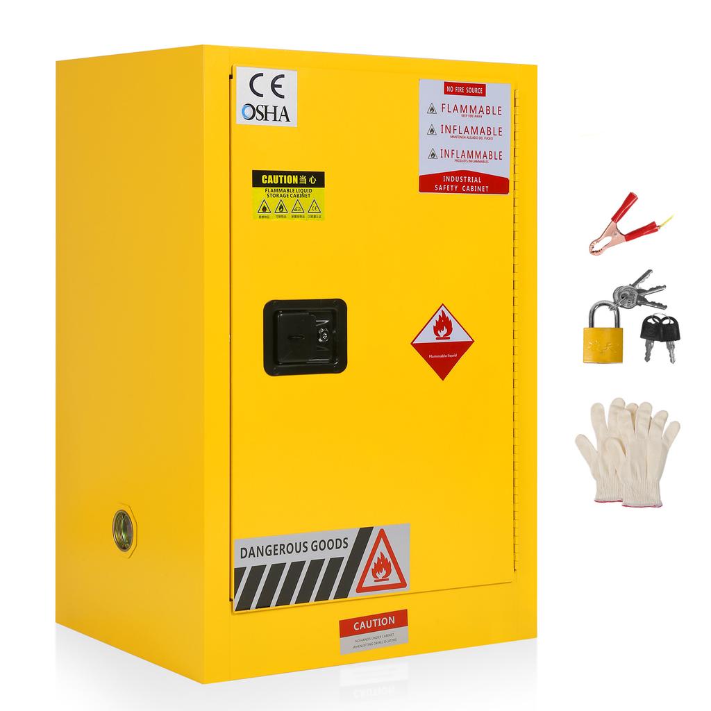 12 Gallon Explosion Proof Storage Cabinet 22.8x18.1x35in Thickened Galvanized Cold-Rolled Steel Triple-Point Lock for Industrial