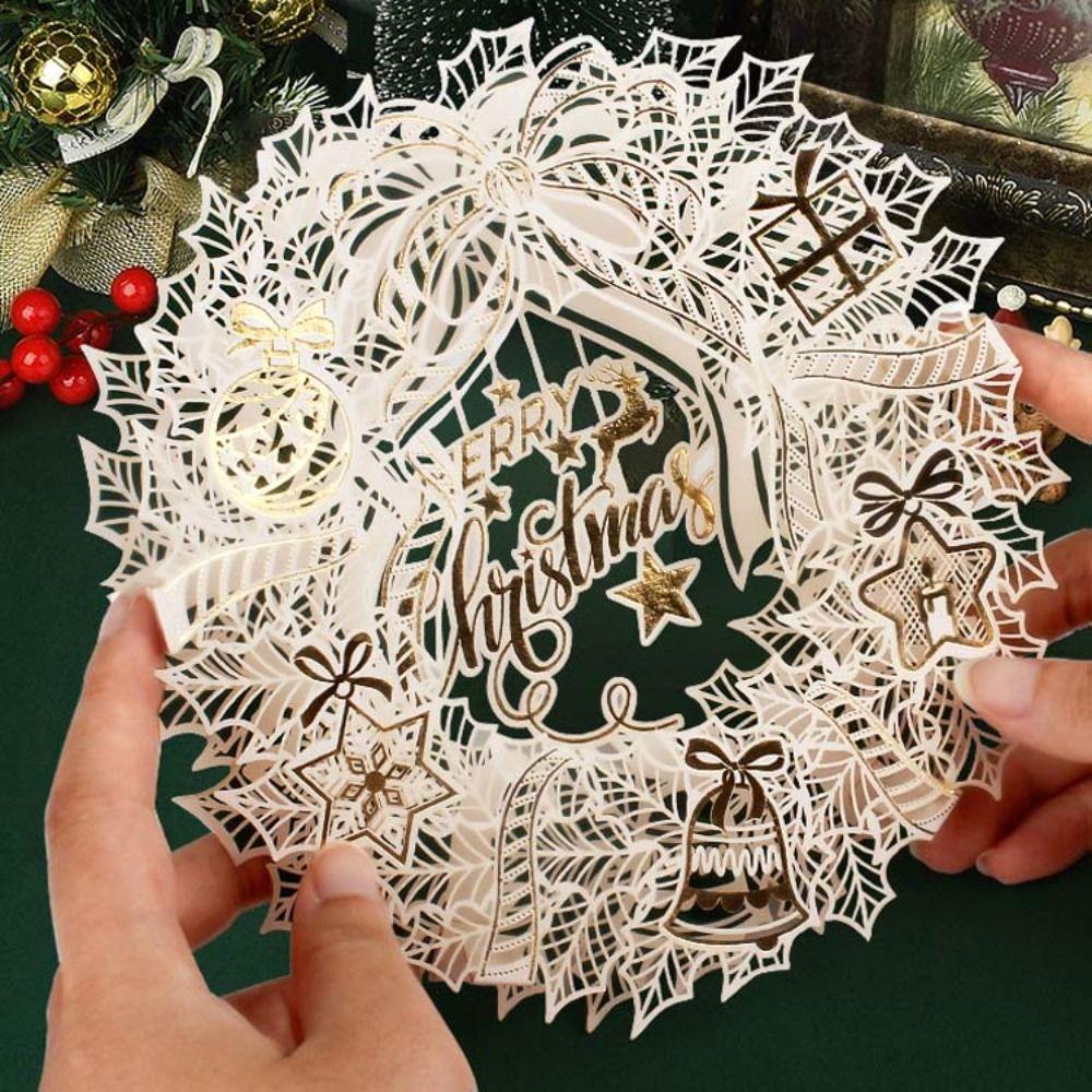 Laser Engraved Christmas 3D Greeting Card with Envelope and Postcard Thank You Letter  New Year