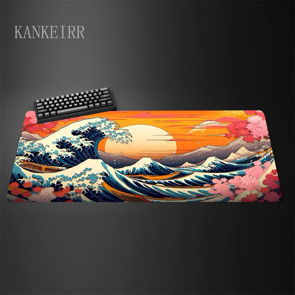 

Computer Art Mouse Pad The Great Wave of Kanagawa Large Gaming Mousepad Gamer Rubber Non-slip Keyboard Pad Laptop Desk Mat 600x300x2mm