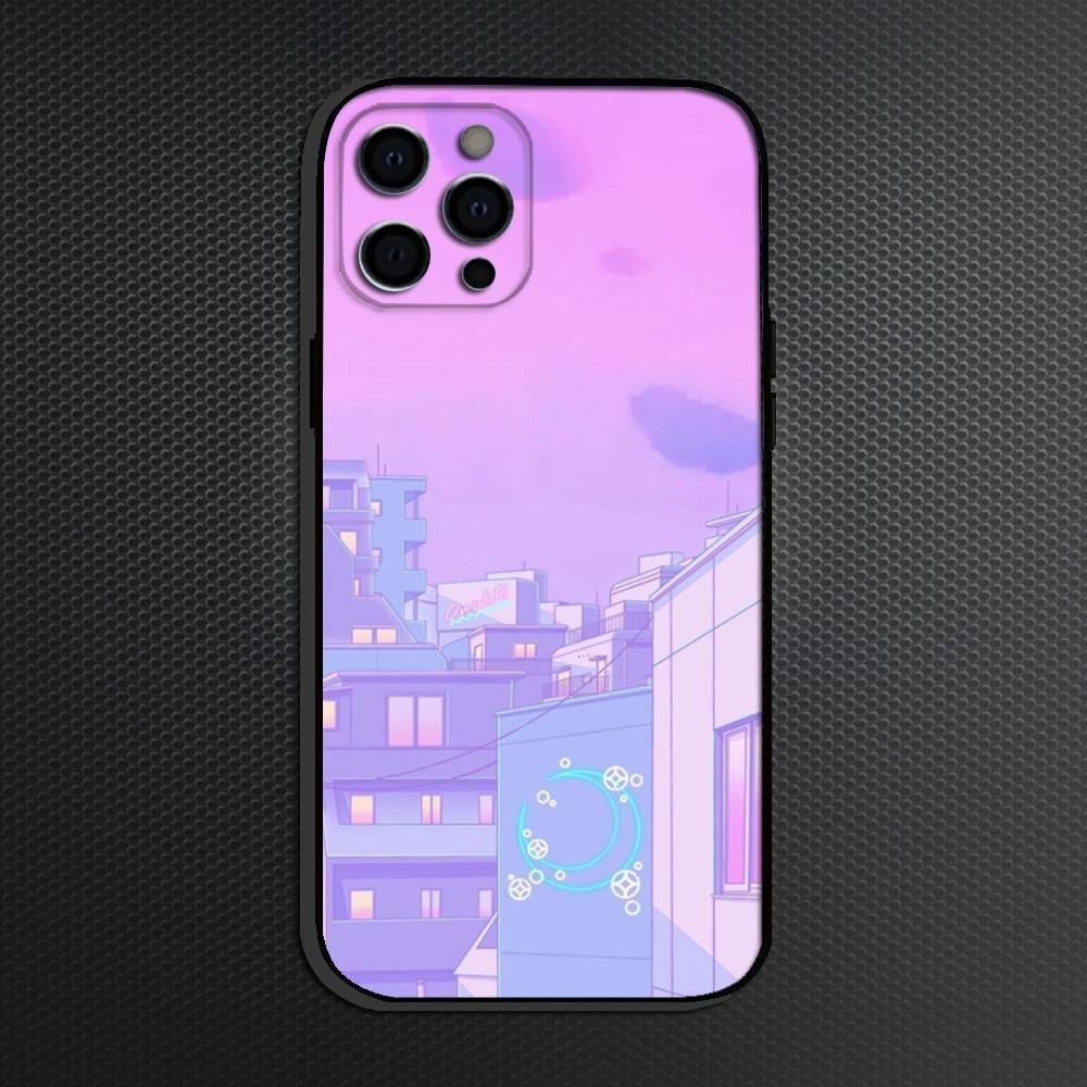 Vaporwave Phone Case For iPhone 16,15,14,13,12,11 Plus,Pro Max, Others Soft Black Cover