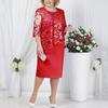 Plus Size Party Sheer Half Sleeve Floral Lace Layered Mother of Bride