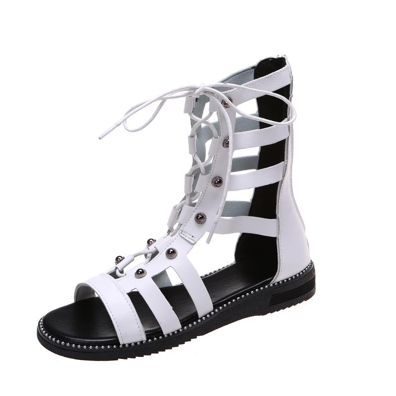 Ladies Style Rivet Cutout Back Zip Sandals Versatile Fashion Casual Sandals Summer