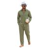 Men's Linen Relaxed Fit Long Sleeve Shirt and Pants Beach Set for Summer