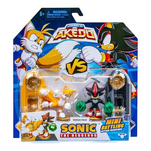 AKEDO Sonic the Hedgehog vs. Puck cu Coadă și Umbră Mini Colecționabil Acțiune de Luptă Războinic, 2,25" Înălțime, Include 2 Controlere de Luptă