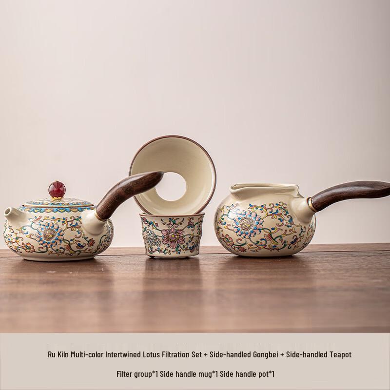 Chaxun Ru Ware Colorful Intertwined Lotus Gongfu Tea Set