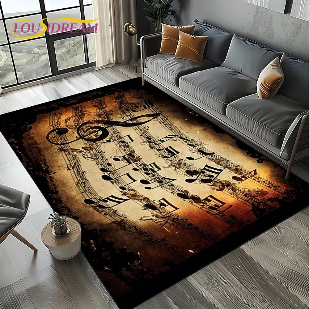 Dream Note Music Colorful Musical Score Cartoon Carpet Rug for Living Room Bedroom Home Sofa Decoration,Kid Non-slip Floor Mat