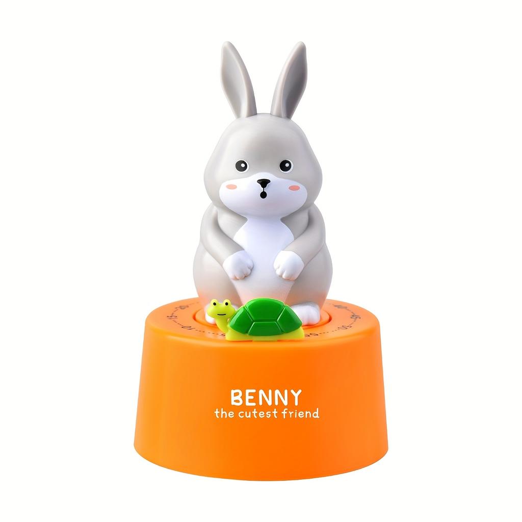 Adorable Pink Bunny Kitchen Timer Durable ABS,Magnetic Fridge Attachment,Cute Animal Design with Hour Minute Display,Ideal for Cooking Study Reminders