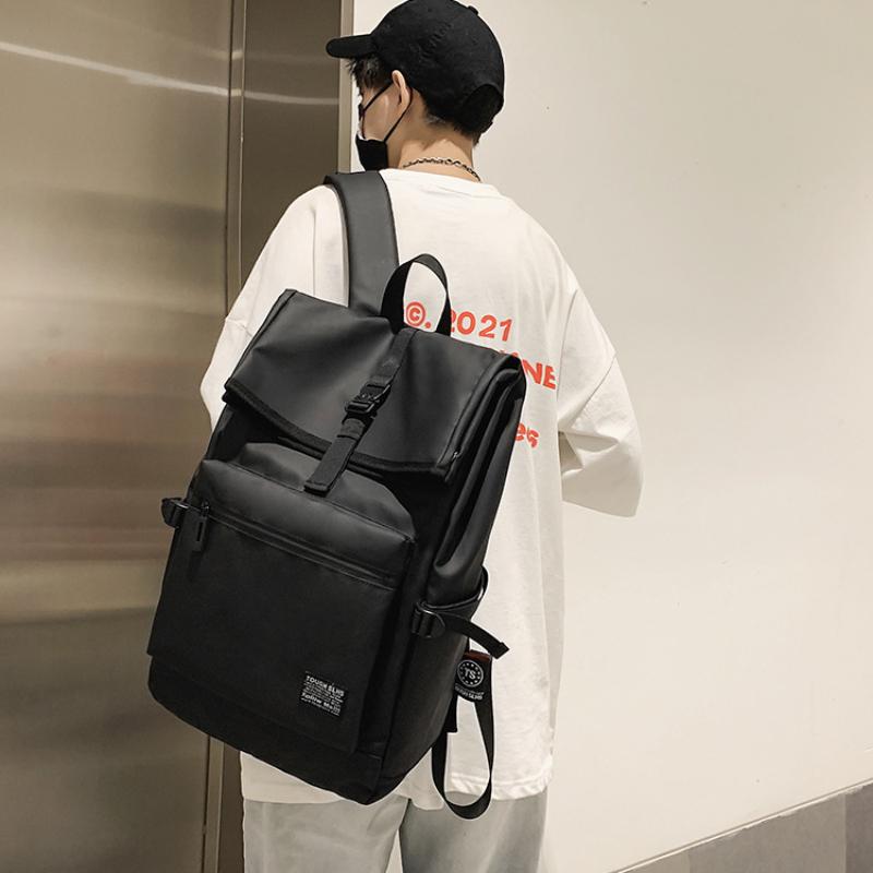 2025 New Simple Solid Color Men's Backpack Casual Travel Shoulder Bag Computer Laptop Rucksack Portable College Student Book Bag