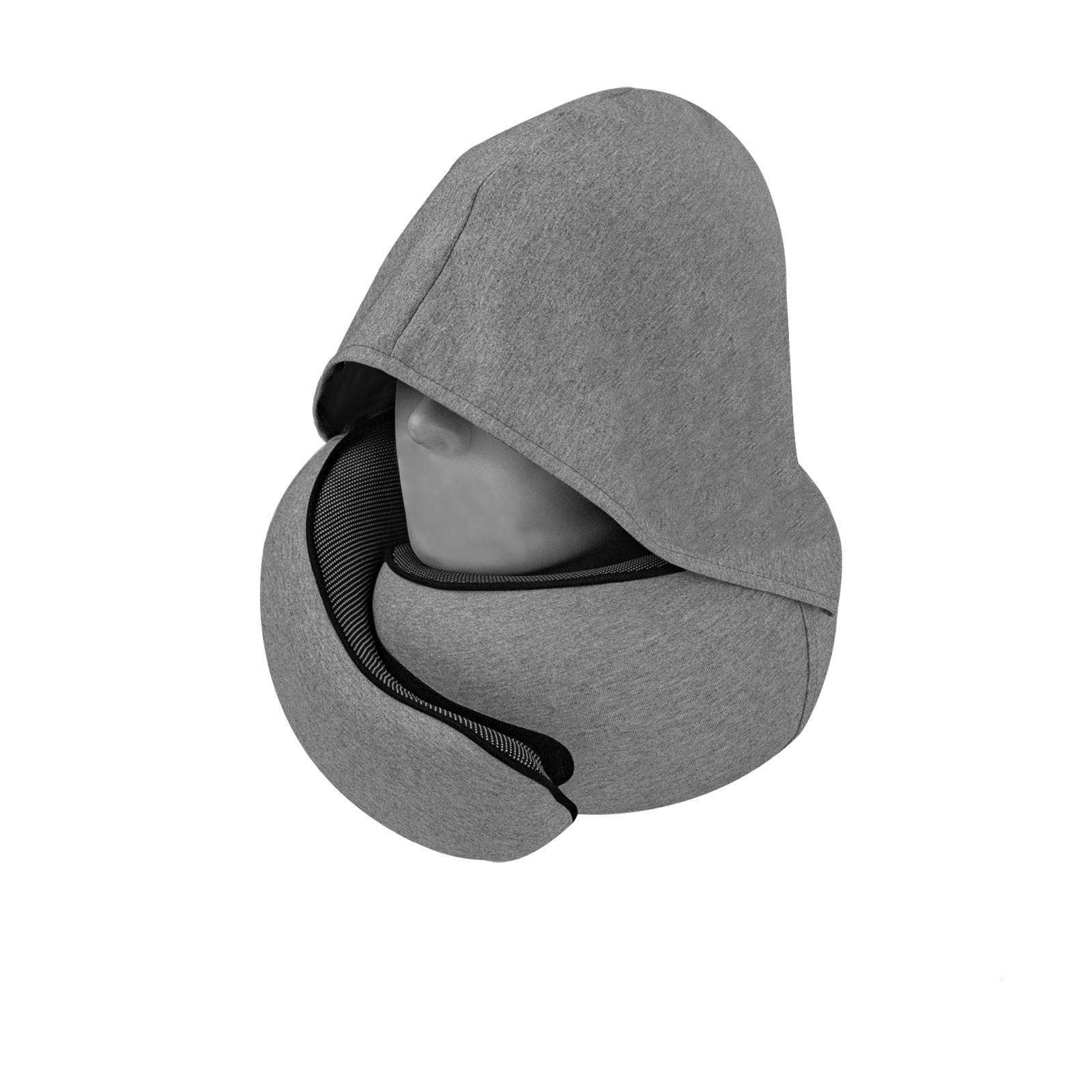 Hooded Neck Pillow Portable Memory Cotton Neck Pillow Travel Essential Hooded U-shaped Pillow Set of 2 светло-серый