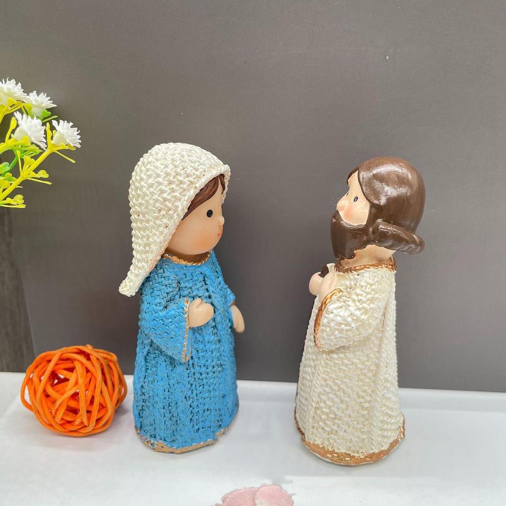 Jesus Figurine Jesus Desk Decor And Mary Figurine Kit Resin Religious Sculpture Collectible Decoration For Living Room Bedroom