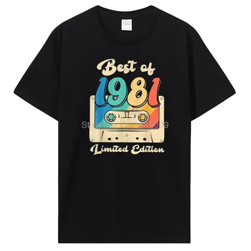 Vintage Tillverkad 1981 Alla Originaldelar Födelsedags-T-shirt Jubileums-T-shirt Oversized Unisex Kläder T-shirts För Unisex Streetwear
