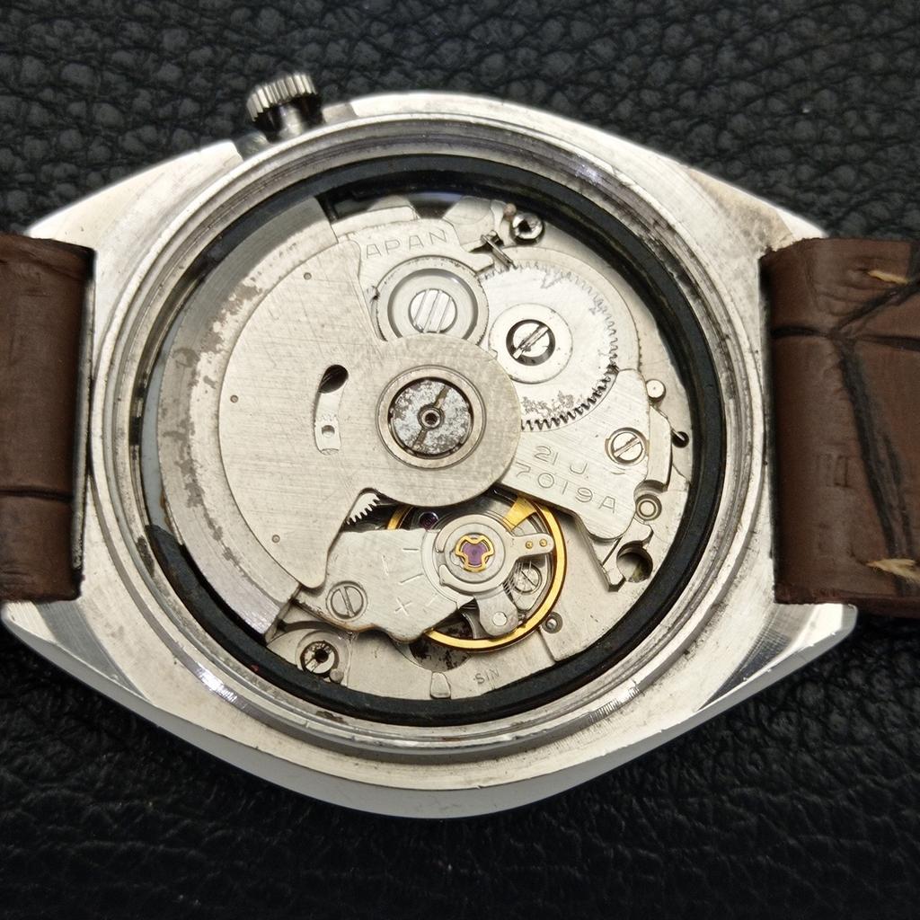 JAPAN VINTAGE SEIKO 5 AUTOMATIC 7019A MENS GOLDEN COLOR DIAL WATCH a701912-5 R207-a701912